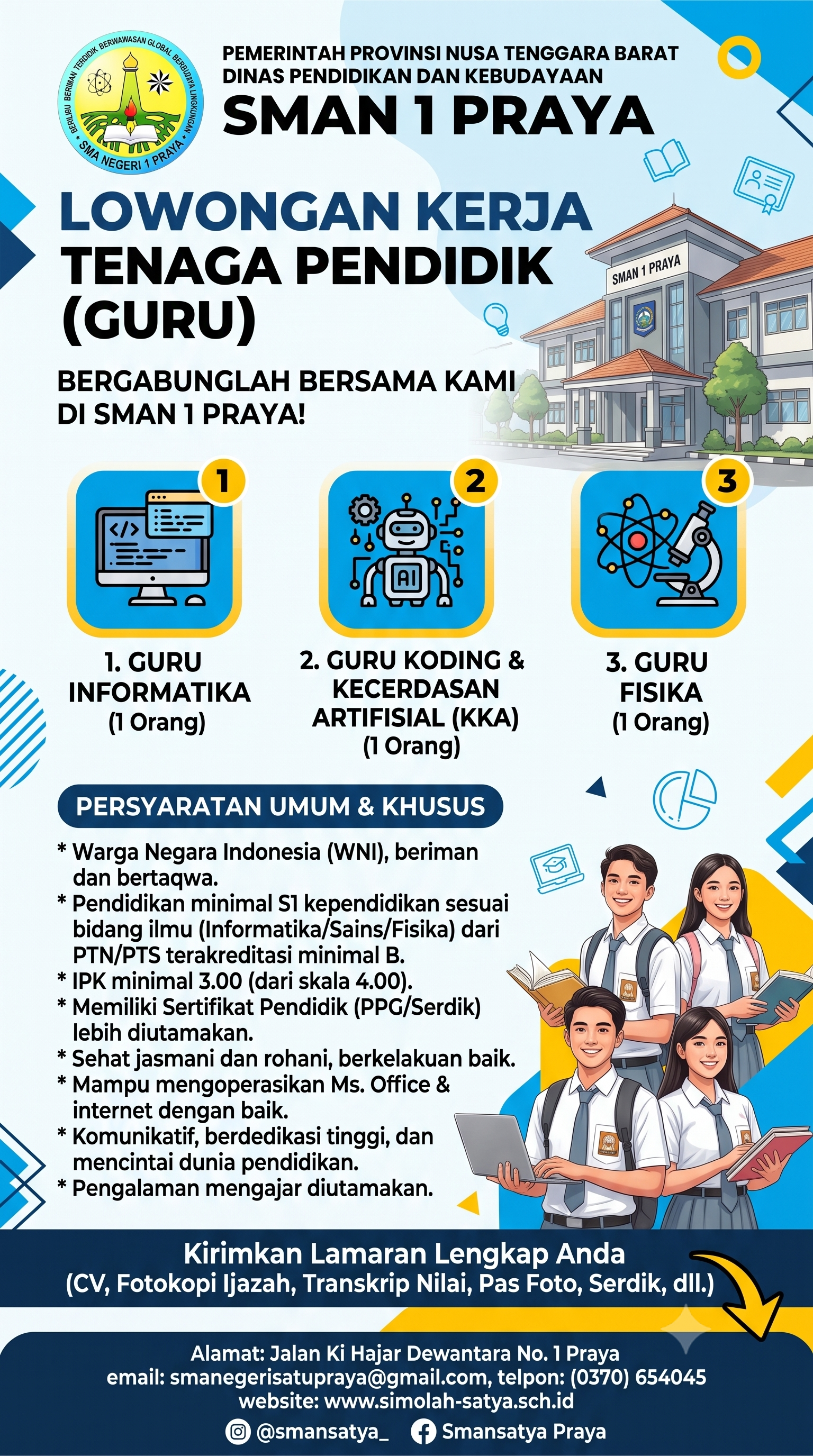 Informasi Lowongan Tenaga Pendidik SMAN 1 Praya